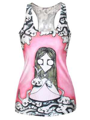 Women's Fashion Onions Doll Digital Print Tank Top Summer T-shirt