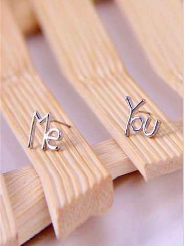 New Arrival Fashion Simple Style You&Me Letter Alloy Stud Earring