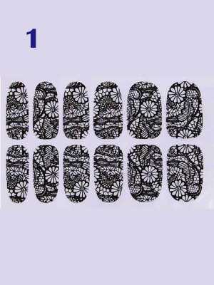 Women Fashion 3D Black Nail Art Tips Stickers Nail DIY Design Manicure Decals Nail Art Decal / Tattoo / Sticker