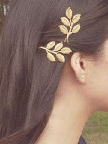 Fashion Personality Exaggerated Retro Alloy Gold Leaf Hairpin Headdress Woman Leaves Edge Hair Clip