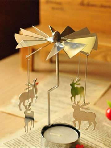 Romantic Candle Holders Revolving Door Windmill Rotation Candlestick Candleholder Candle Tea Light Holder Holiday Wholesales
