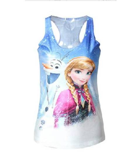 Women'S Frozen Anna Digital Printed Sleeveless T Shirt Vest Tank Tops