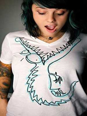 Crazy Alligator Big Mouth Print Round Neck T-shirt Short Sleeve Cotton Tops