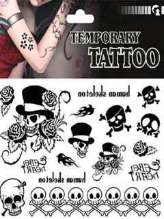 Halloween Rose Skull Tattoo Stickers Decals Skull Temporary Tattoo Body Art