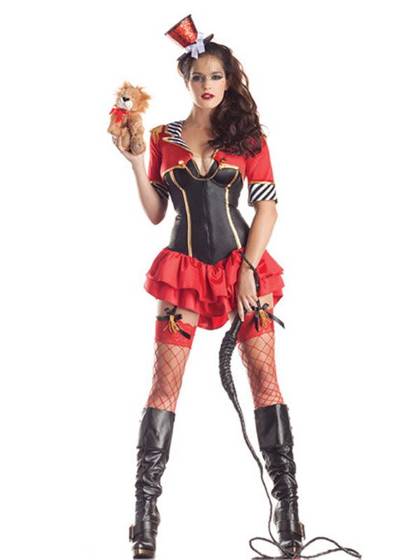 Circus Ringmaster Costume Women Sexy Wild Animal Trainer Suit with Hat Halloween Fancy Dress Outfits
