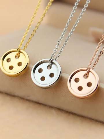 2015 New Lucky Pinocchio Necklaces Clavicular Chain Words Gold Silver Rose Gold Round Button Necklace Jewelry Girlfriend Gift