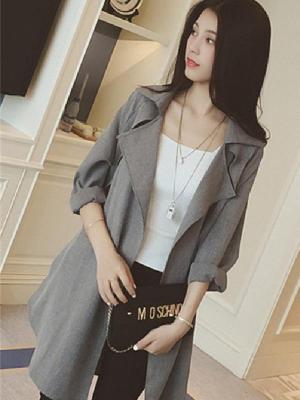 Women Autumn Fashion Korean Style Long Thin Coat Casual Windbreaker Jacket