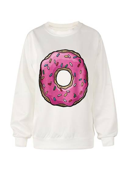 Women Donut Love Digital Print Hoodies Sweatshirt Pullover Sportswear