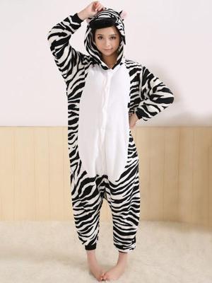 Hot Adult Fashion Onesie Zebra Kigurumi Jumpsuit Warm Pajamas Adult Anime Cosplay Halloween Costume Winter Lovers Couples Homewear Pajamas Sleepsuit