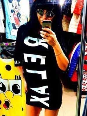 Women's Letters Print Short Sleeves Casual Dress Sports T Shirt