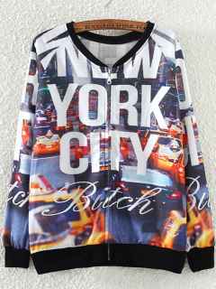 Autumn New Europe Style Zipper Printing Sweater New York Letter The Stars Harajuku Hoody Pullover Tops