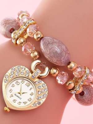 New Arrive Casual Luxury Heart Pendant Women Bracelet Wristwatches Women Dress Crystal Watches