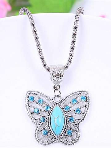 Fashion beauty vintage butterfly alloy necklace jewelry accessories