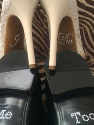 Set of I DO & ME TOO Clear Rhinestones Decoration Wedding Decal Wedding Shoe Stickers