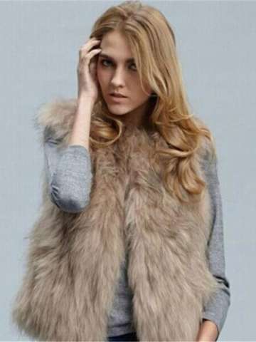 Women's Fashion Furry Faux Fur Body Warmer Vest Waistcoat Gilet Sleeveless