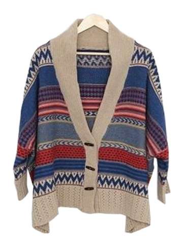 Sweater Coat Cappa Ethnic Show Thin Woolen Sweater Fawn Designed