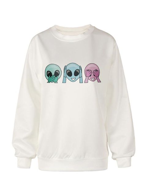 Casual Cute Digital Print Hello Elien Team Beading Hoodies Sweatshirt Pullover for Women Sportswear