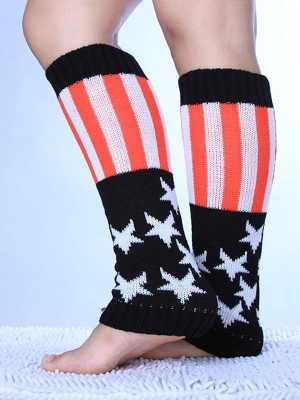 Children's Japanese Style Star Print Knee-High Socks Lace Top Button Leg Warmers Winter Fall Fashion