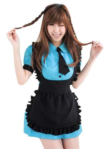 Blue/Pink Kawaii Cartoon Maidservant Suits Waist Cloth Cute Female Cook Waist Cloth French Maid Lolita Costume