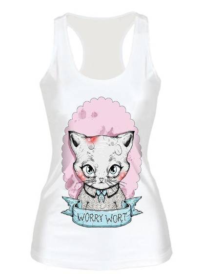 Women's Fashion Cult Cat Digital Print Tank Top Summer T shirt