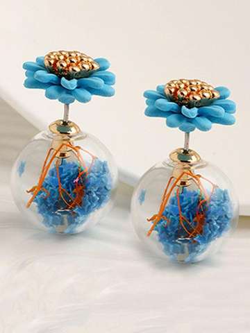 Women Fashion Summer  Floral Hourglass Stud Earrings Jewelry