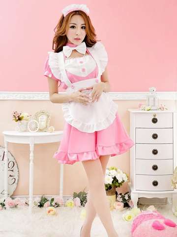 Sexy Maid Uniform Deep-V Neck Top Mini Skirt Cosplay Sailor Costume Lingerie Lolita Cosplay