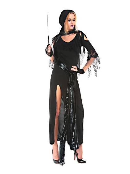 2015Vampire Sexy Black Halloween Witch Costume Floor Length Gothic Dress Costume Cosplay Party Wear