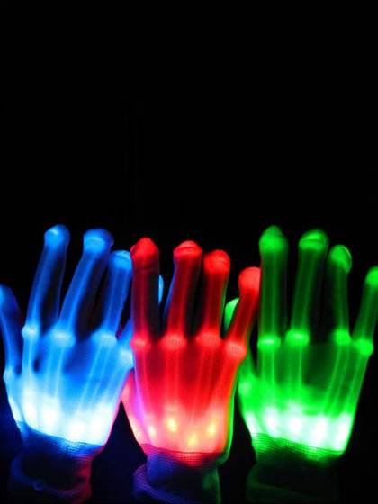 LED Light Gloves Cloth Material Dancer Gloves Different Colors Electronic Gloves With Battery