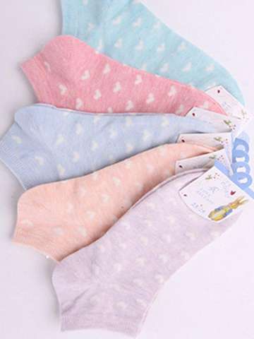 Spring Summer Boat Socks Cotton Socks Women Short Socks Fashion Heart Print Ankle socks