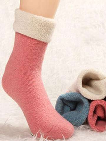 1pair Winter Lady Warm Socks Women Fashion Tube Sock Rabbit Wool Socks Terry Socks