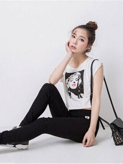 White female jeans trousers elastic tight skinny pants pencil pants