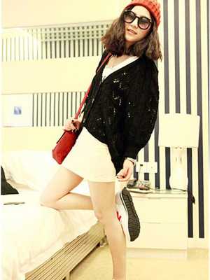 Women's Fall Fashion Candy Color Over Size Warm Long Sleeve Openwork Sweaters Outwear