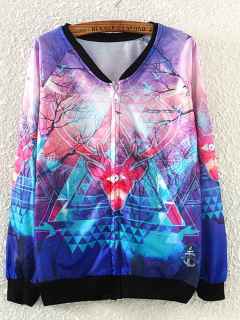 Europe American Spring Autumn New Fashion Fawn Printing Long Sleeve Sweatshirt Coat Tops