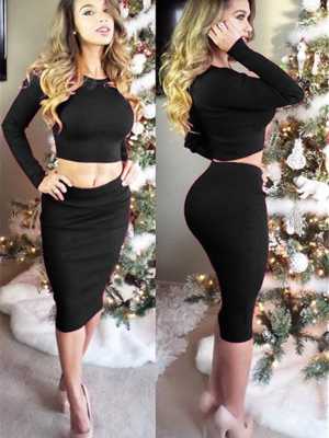 Women Sexy Hip Package Outfit Bandage Club Wear Suits Crop Top Bottoms
