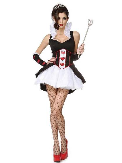 Women's Fashion Deluxe Queen of Hearts Women Adult Halloween Costumes Fancy Party Dress Costumes