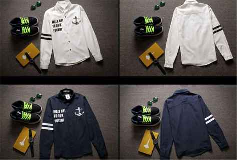 Hot Sale Unisex Couples Lovers Fashion Loose Slim Solid Shirt Turn Down Neck Long Sleeve Shirts