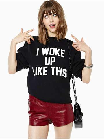 Harajuku I WOKE UP LIKE THIS Letters Print Long Sleeve Casual Pullovers Sweatshirt