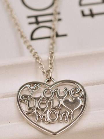 2015 New Ladies Fashion Heart Necklace Simple Love You Mom Necklace Mother's Day Necklace