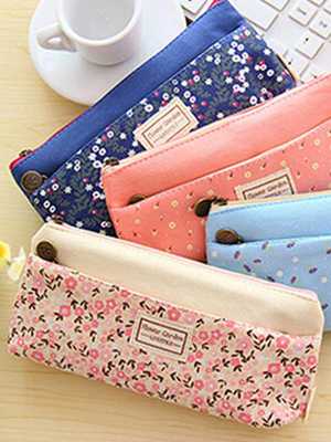 School Pencil Bag Frozen Pencil Pouch Double Zipper Pure And Fresh Penalty Cosmetic Bags Office Stationery Canvas Pencil Case