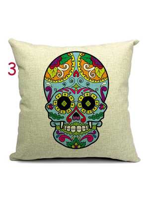 Personality Cool Heavy Cotton Sofa Pillow Skull Pattern Heated Transfer Printing Fadeless Pillow Case