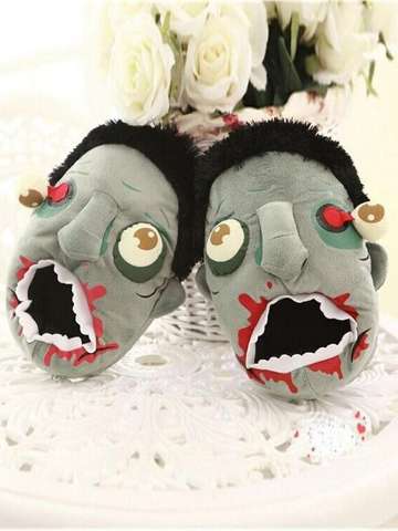 Plush Zombie Slippers Winter House Slippers Alternative Punk Zombie Flavors Home Slippers Women Men Unisex Slippers Floor