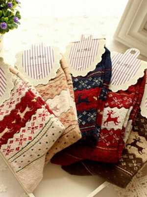Christmas Comfortable Women Cute Deer Printed Cotton Thicken Socks Autumn Winter Thermal Socks