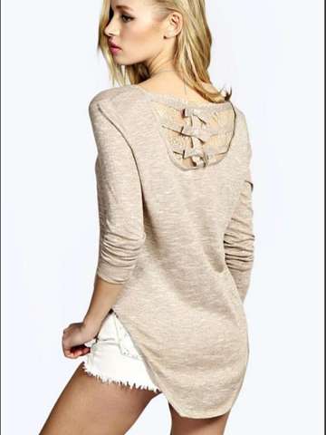 Women's Fashion Lace Stitching Blouse Long Sleeve Asymmetrical Hem Casual Chiffon Tops