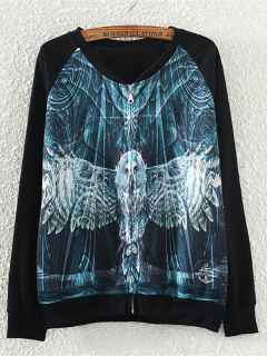 European Starry Sky Owl Women Coat Harajuku Printing Fleeces Baseball Uniform Fashion Jacket Sweatshirt Hoody Cardigan Tops