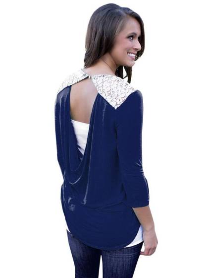 201509autumn New Autumn Korean Style Sexy Lace Hollow Out Long Sleeve Shirt Casual Plus Size Sweatshirt Pullovers Tops