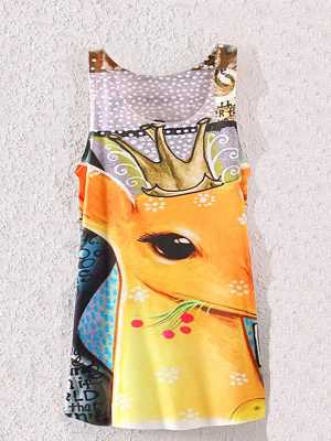 Summer Style Women Fashion Sleeveless Deer 3D Printed Blouse Shirt Vest Tank Tops