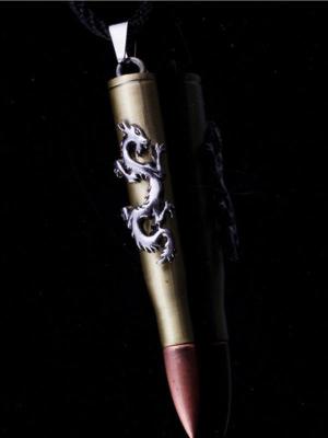 Punk Gothic Street Style Dragon Bullet Pendant Leather Strap Necklace Fashion Jewelry Club Wear