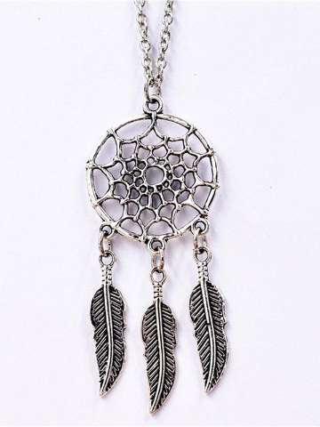 Women's Fashion Dreamcatcher Simple Clavicle Hollow Feather Tassels Pendant Necklace