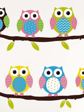 Removable Wall Stickers Decal Owl Birds Branch Vinyl Colorful Kids Baby Home Decor Mural
