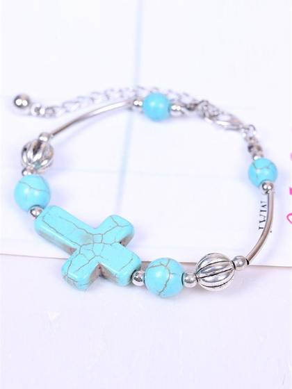 Natural beautiful blue cross  bracelet  trinkets decoration accessories